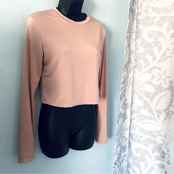 Divided H&M Dusty Pink Long Sleeve Crop Top Size Medium - Picture 2 of 7
